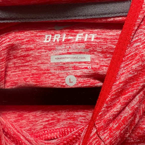 Nike Women's Red Heathered Long Sleeve Dri Fit Running Shirt Size Large - Picture 3 of 6